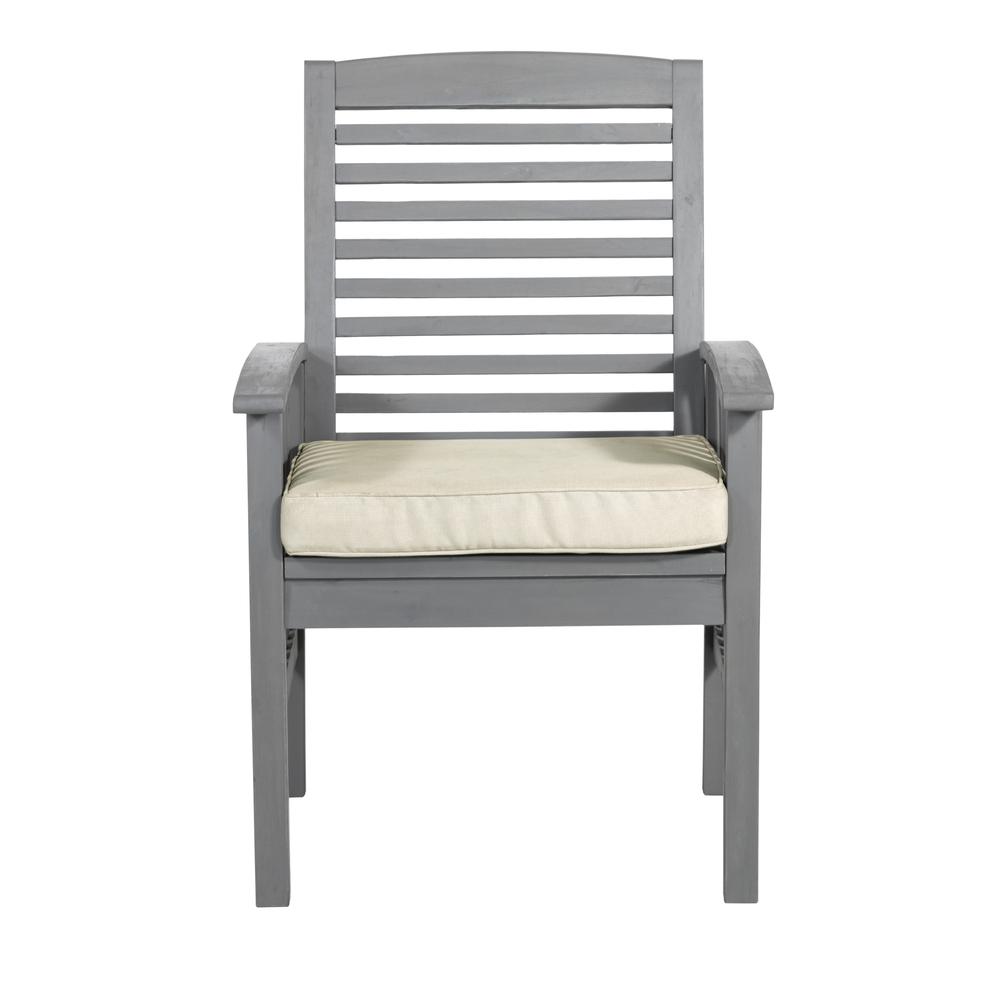 Acacia Wood Patio Chairs with Cushions, Set of 2 - Grey Wash. Picture 3