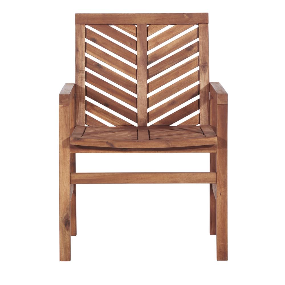 Solid Acacia Wood Chevron Outdoor Chair, 2pk - Brown