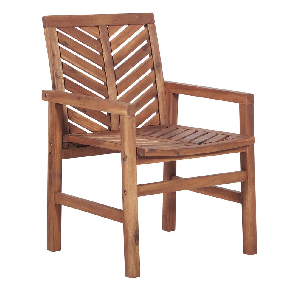 Solid Acacia Wood Chevron Outdoor Chair, 2pk - Brown. Picture 3