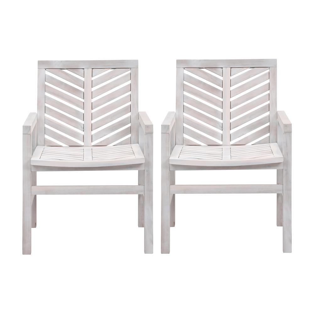 Vincent Wood Chevron Patio Chair, Set of 2 - White Wash. Picture 2