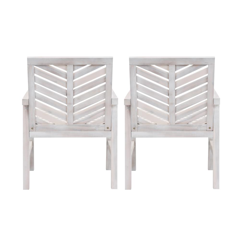 Vincent Wood Chevron Patio Chair, Set of 2 - White Wash. Picture 4