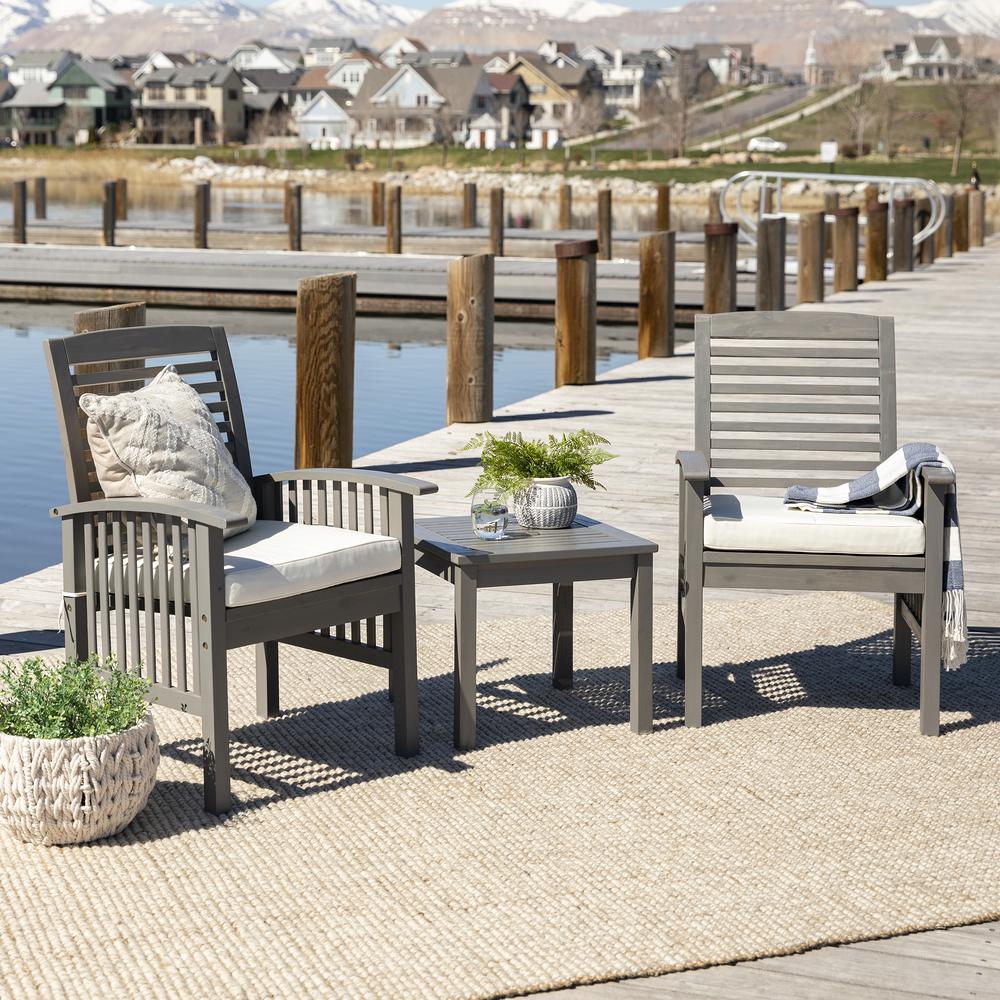 3-Piece Classic Outdoor Patio Chat Set - Grey Wash. Picture 2