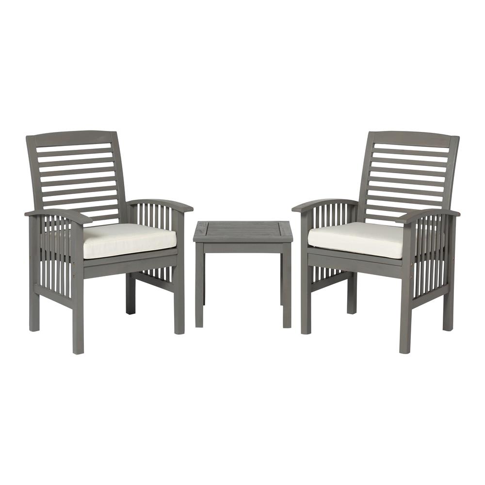 3-Piece Classic Outdoor Patio Chat Set - Grey Wash. Picture 1
