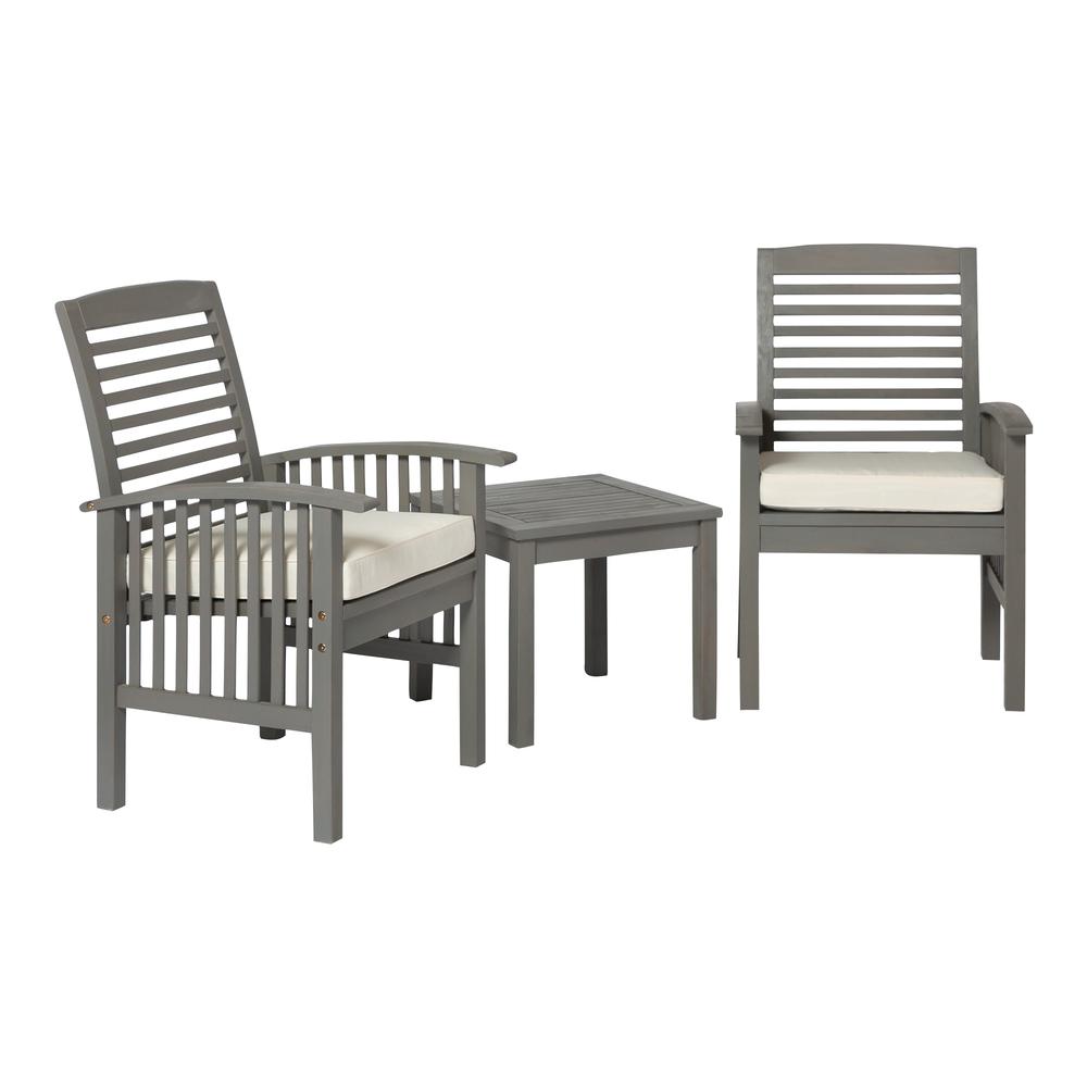 3-Piece Classic Outdoor Patio Chat Set - Grey Wash. Picture 3