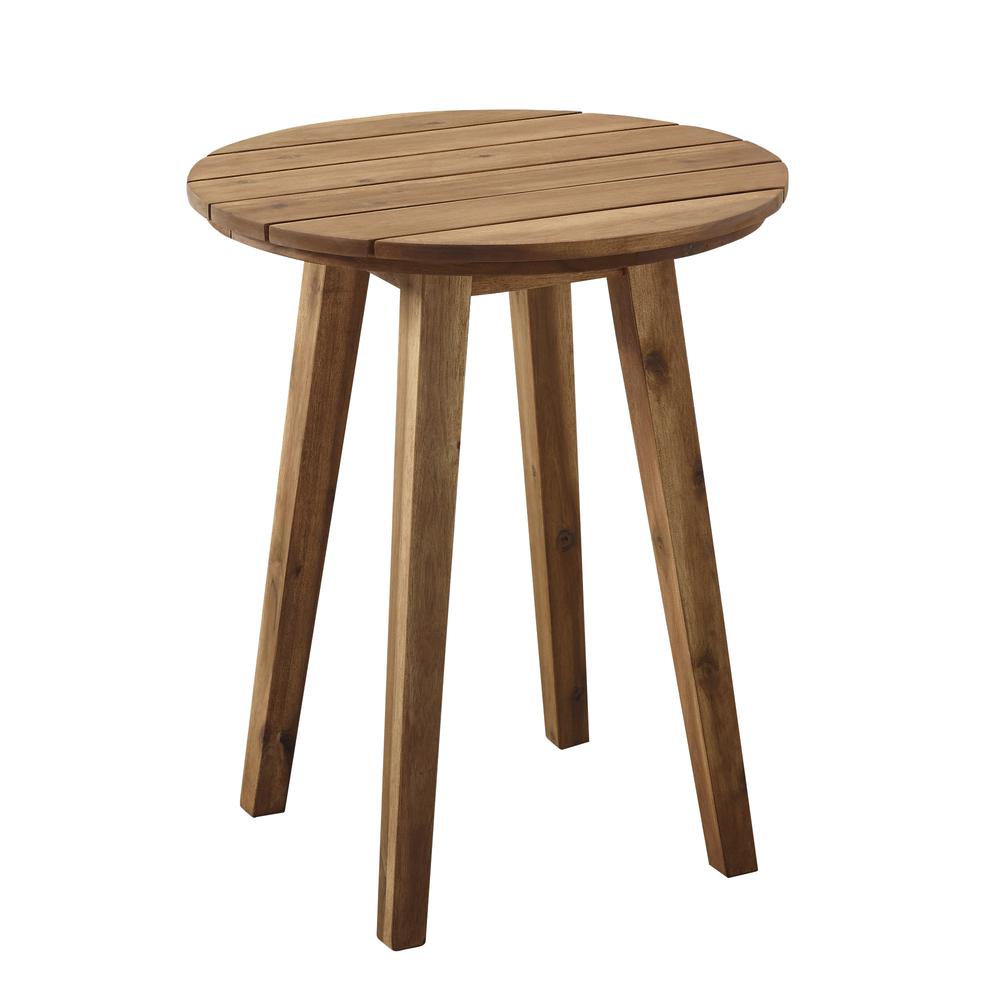 20" Acacia Wood Outdoor Round Side Table - Brown. Picture 1