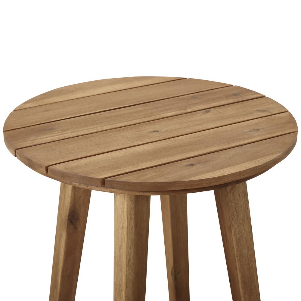 20" Acacia Wood Outdoor Round Side Table - Brown. Picture 4