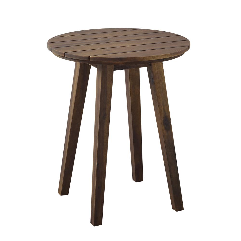 20" Acacia Wood Outdoor Round Side Table - Dark Brown. The main picture.