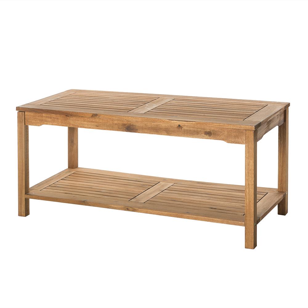 Acacia Wood Patio Coffee Table - Brown. Picture 1