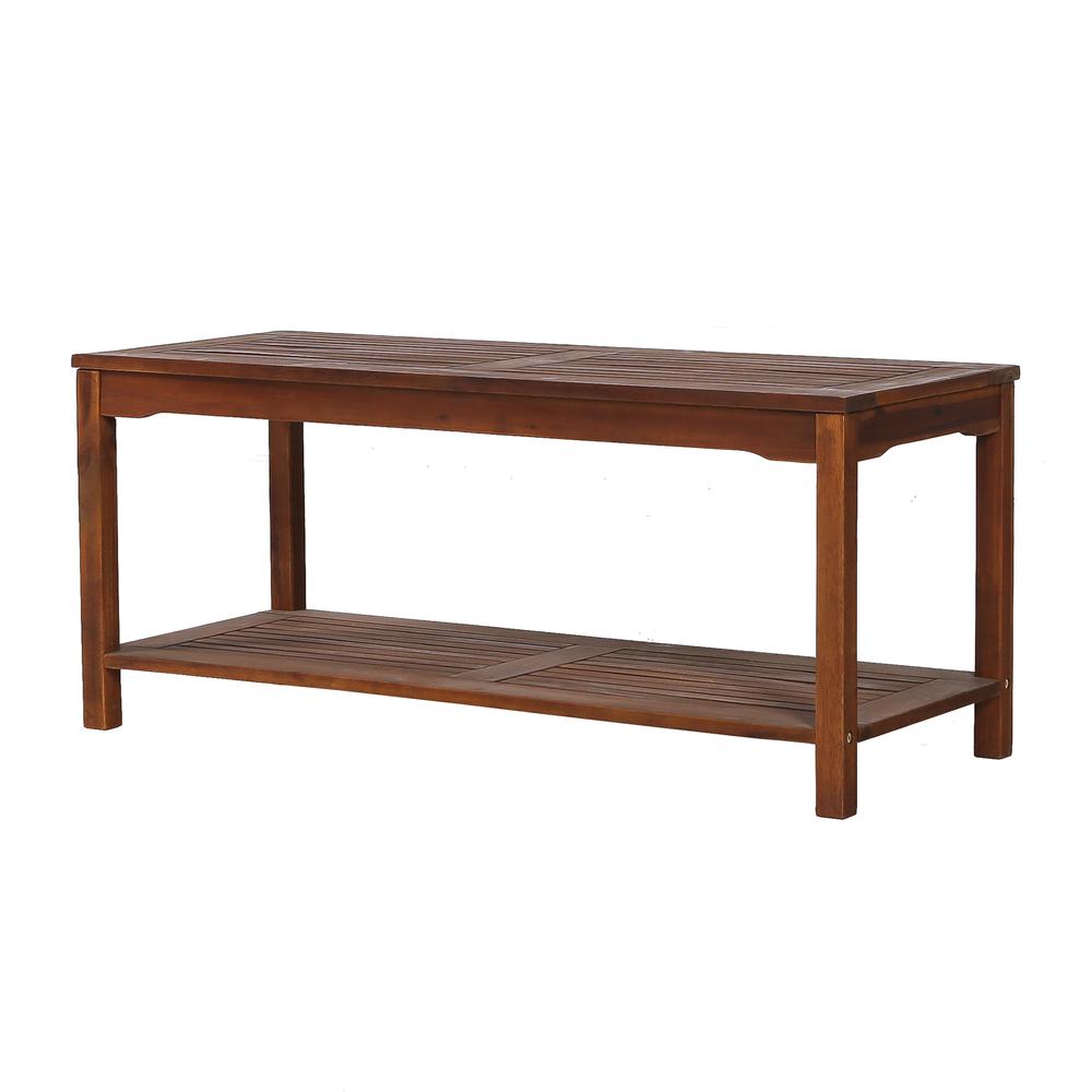 Acacia Wood Patio Coffee Table - Dark Brown. Picture 1