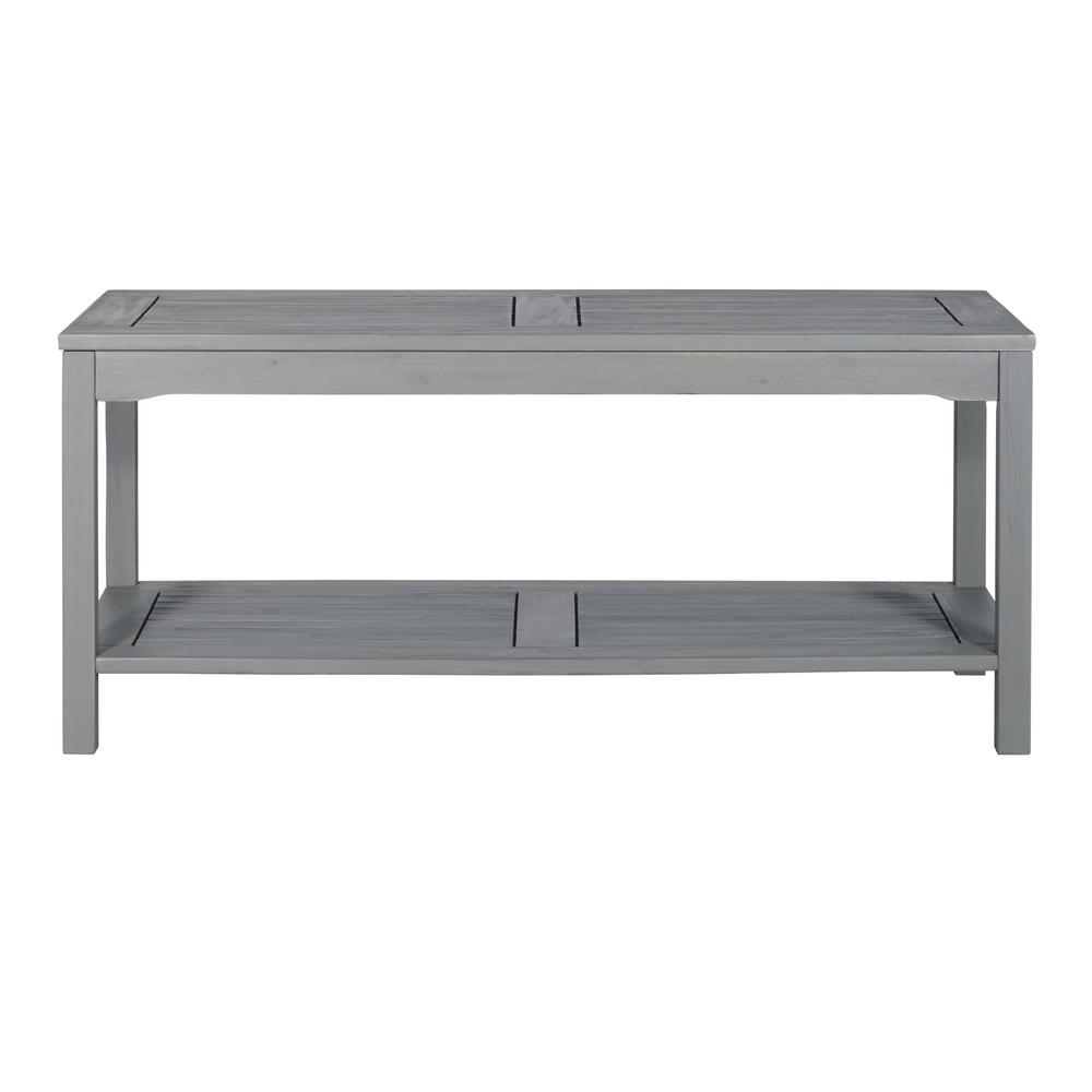 Acacia Wood Patio Coffee Table - Grey Wash. Picture 1