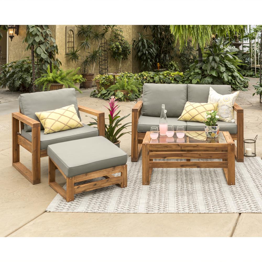Hudson Collection 4 Piece Outdoor Patio Chat Set - Grey/Brown. Picture 2
