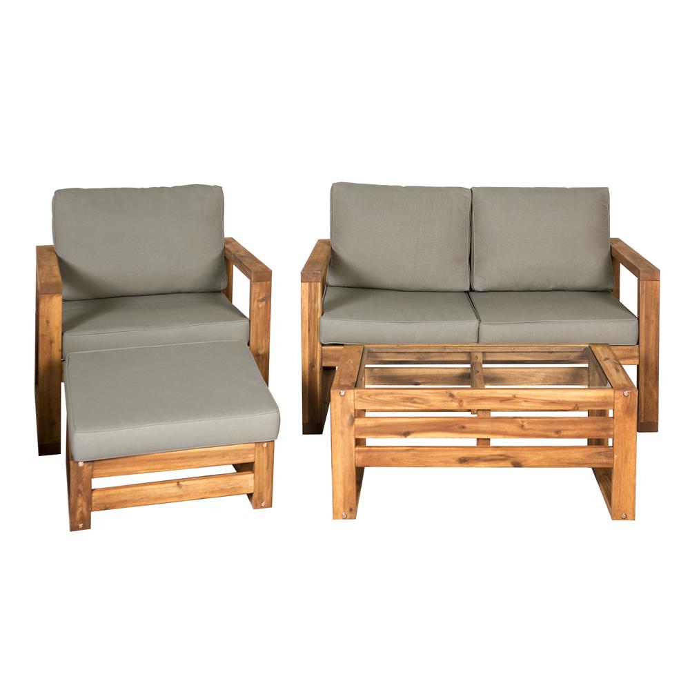 Hudson Collection 4 Piece Outdoor Patio Chat Set - Grey/Brown. Picture 3