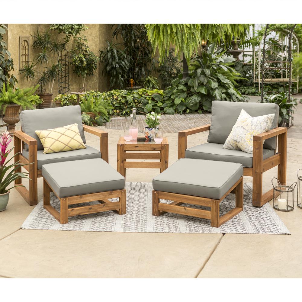Hudson Collection 5 Piece Outdoor Patio Chat Set - Grey/Brown. Picture 2