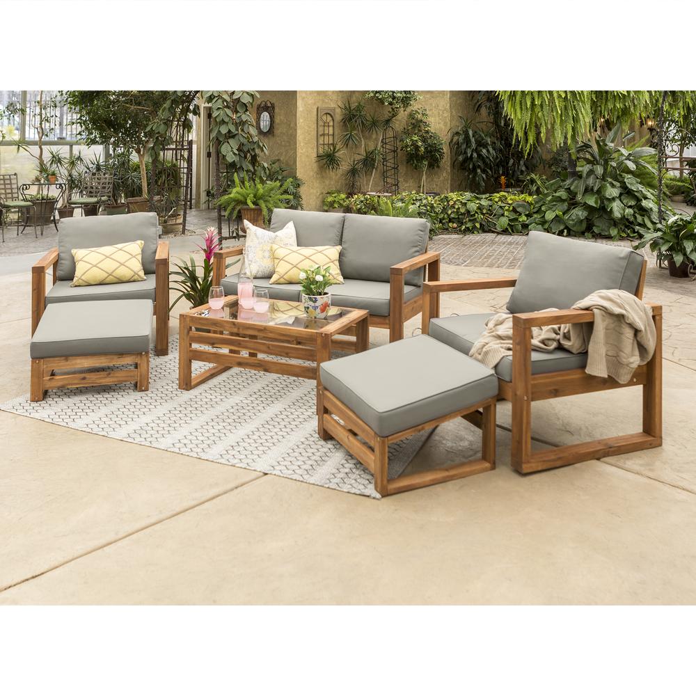Hudson Collection 6 Piece Outdoor Patio Chat Set - Grey/Brown. Picture 2