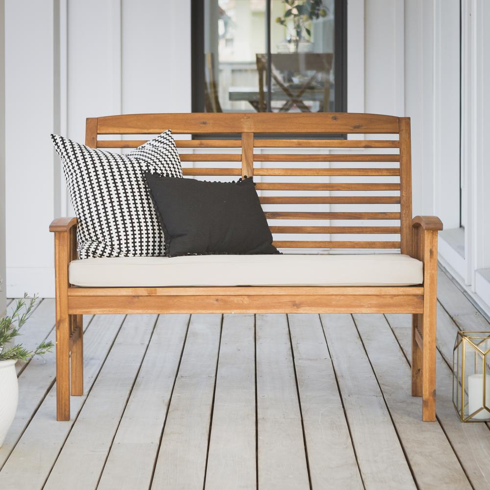 Wood Patio Loveseat Bench - Brown. Picture 1