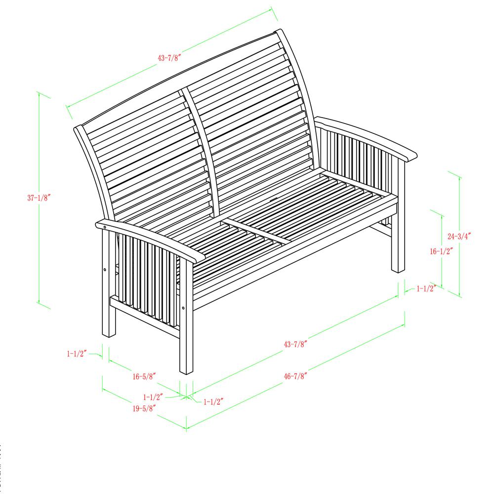 Wood Patio Loveseat Bench - Brown. Picture 4