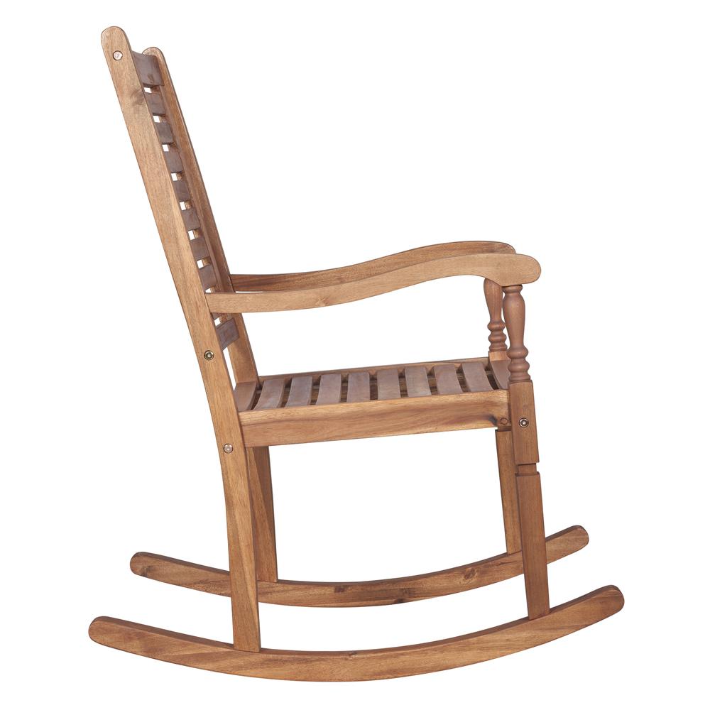 Solid Wood Rocking Patio Chair, Brown. Picture 3