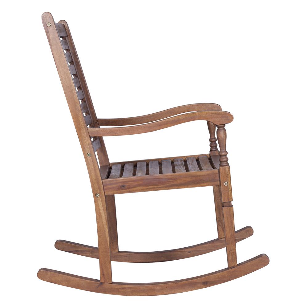 Solid Acacia Wood Rocking Patio Chair, Dark Brown. Picture 3