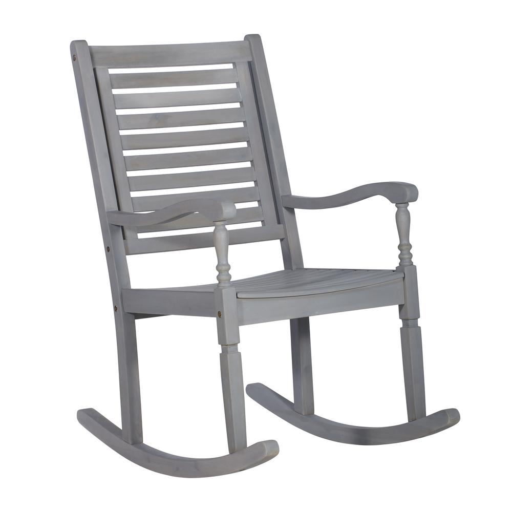 Acacia Outdoor Solid Wood Rocking Chair- Gray Wash. Picture 1