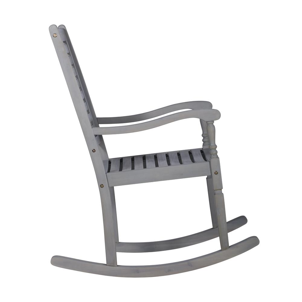 Acacia Outdoor Solid Wood Rocking Chair- Gray Wash. Picture 3