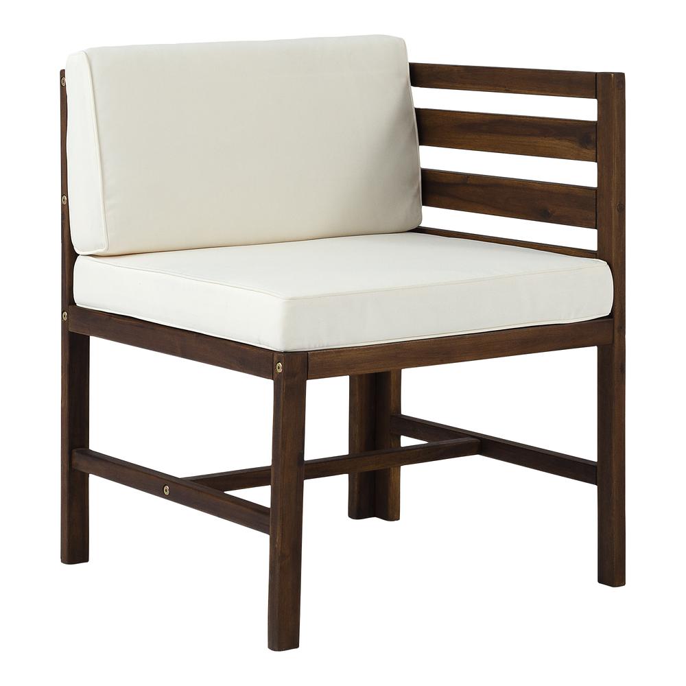 Modular Outdoor Acacia L/R Chairs + Ottoman - Dark Brown. The main picture.