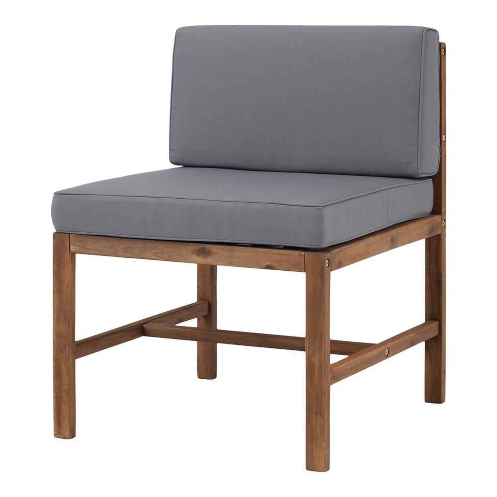 Modular Outdoor Acacia Armless Chair - Brown. Picture 2