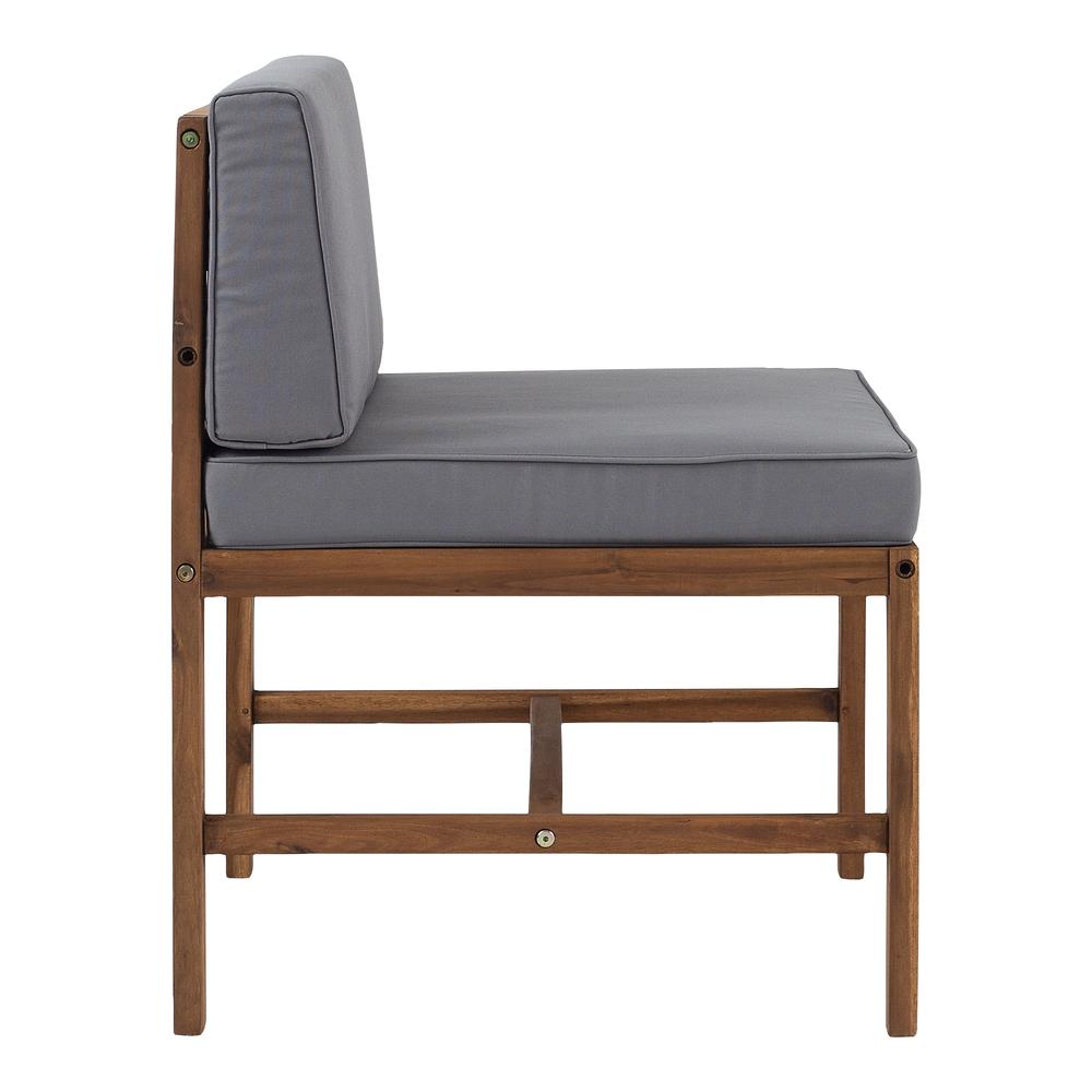 Modular Outdoor Acacia Armless Chair - Brown. Picture 3