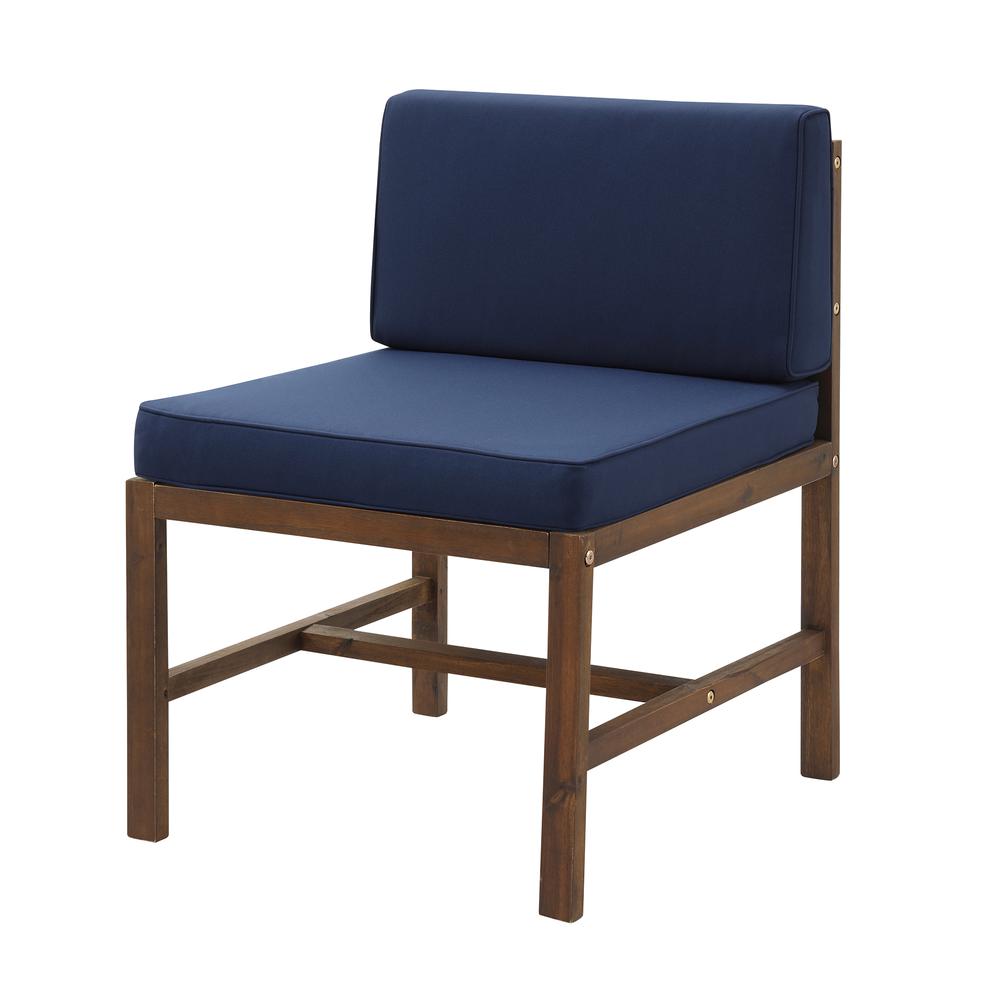 Sanibel Modular Acacia Patio Side Chair - Dark Brown/Navy Blue. Picture 4