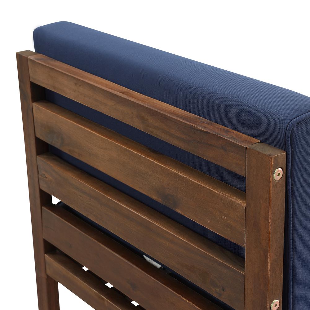 Sanibel Modular Acacia Patio Side Chair - Dark Brown/Navy Blue. Picture 6