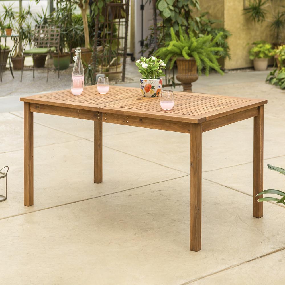 Acacia Wood Patio Classic Dining Table - Brown. Picture 2