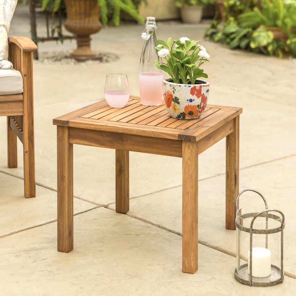 20" Wood Patio Classic Side Table - Brown. Picture 2