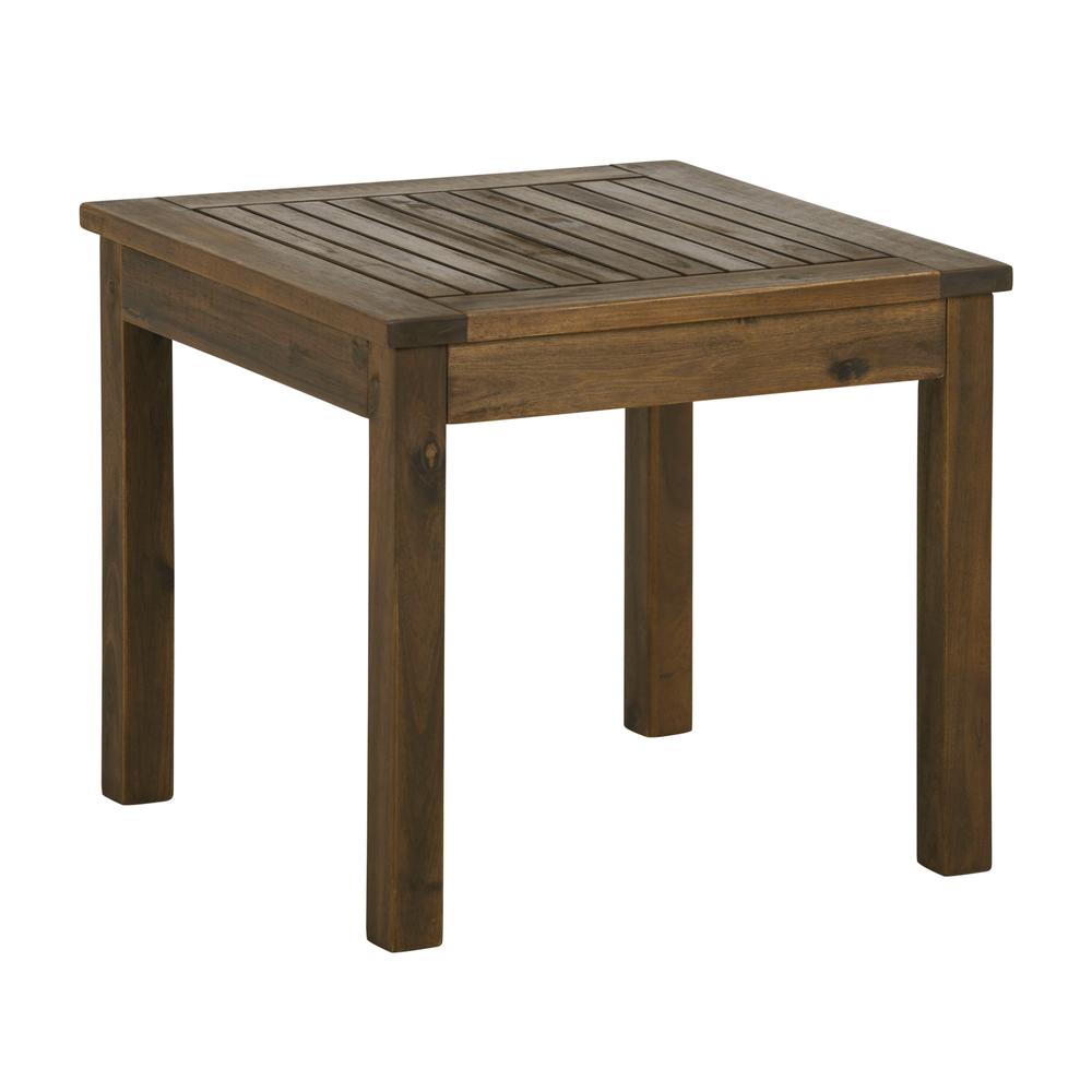 20" Wood Patio Classic Side Table - Dark Brown. Picture 1