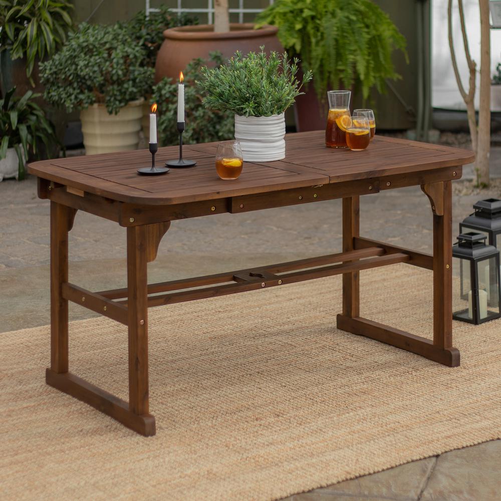 Acacia Wood Patio Butterfly Table - Dark Brown. Picture 3