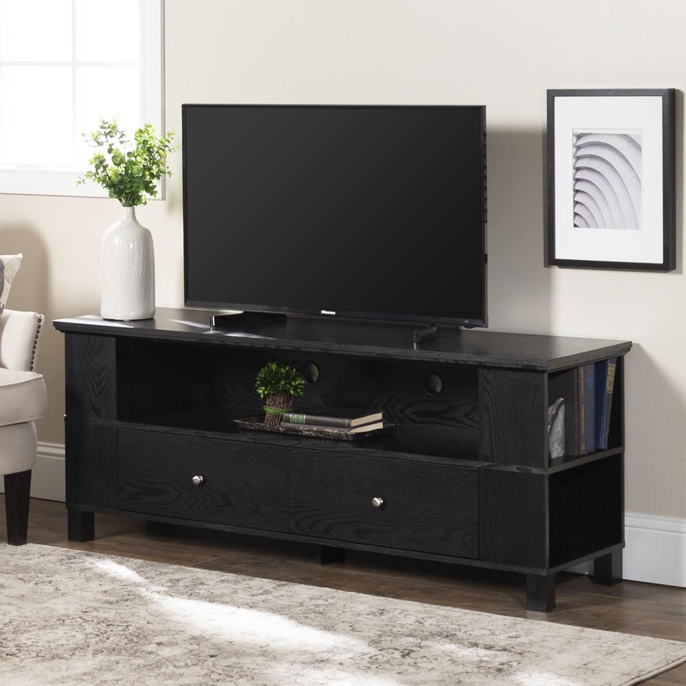 60" Black Wood TV Stand Console. Picture 4