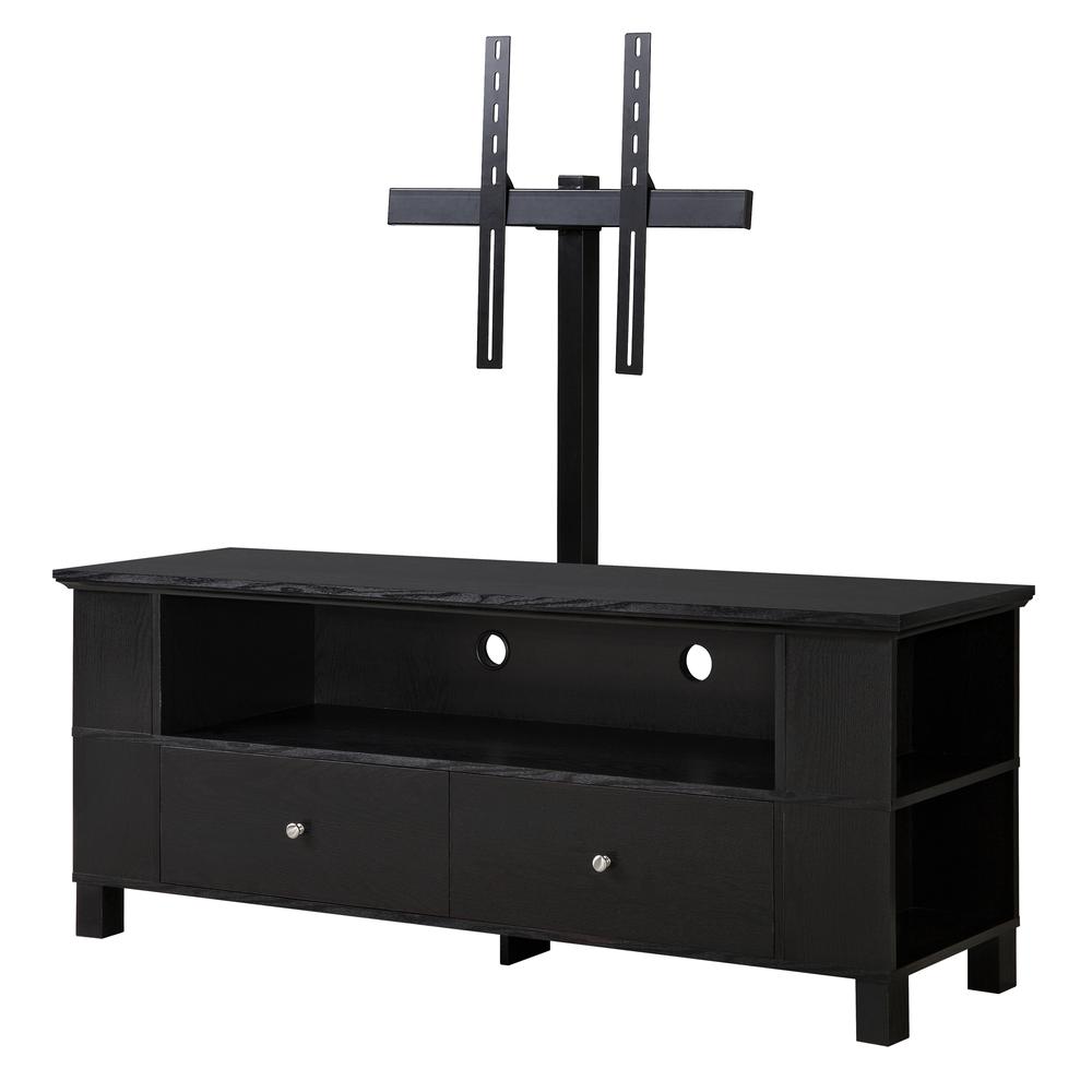 60" Black Wood TV Stand Console. Picture 1