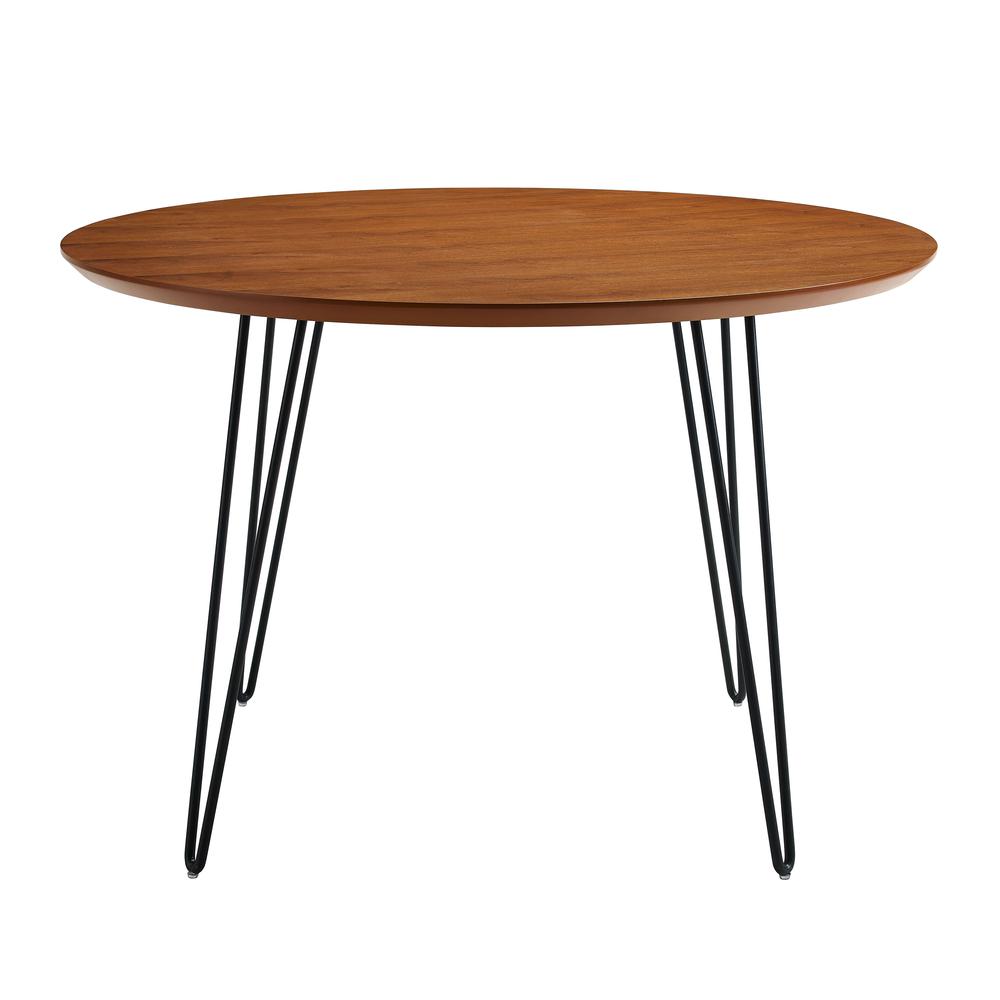 46" Round Hairpin Wood Dining Table - Walnut. Picture 1