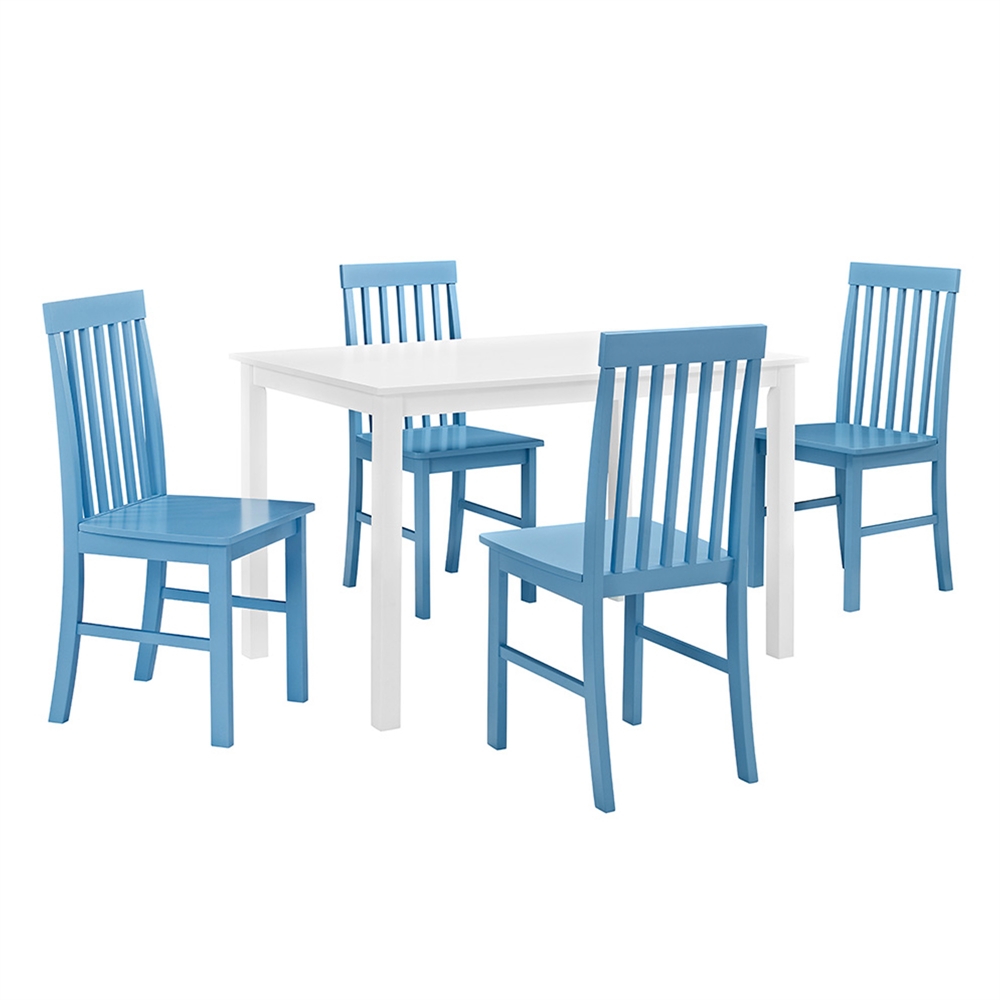 Greyson 5-Piece Dining Set - White/Powder Blue. Picture 1
