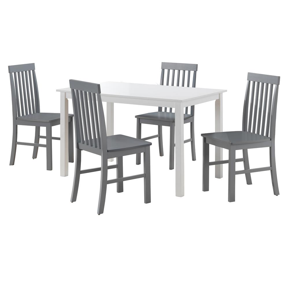 5-Piece Modern Dining Set - White/Grey. The main picture.