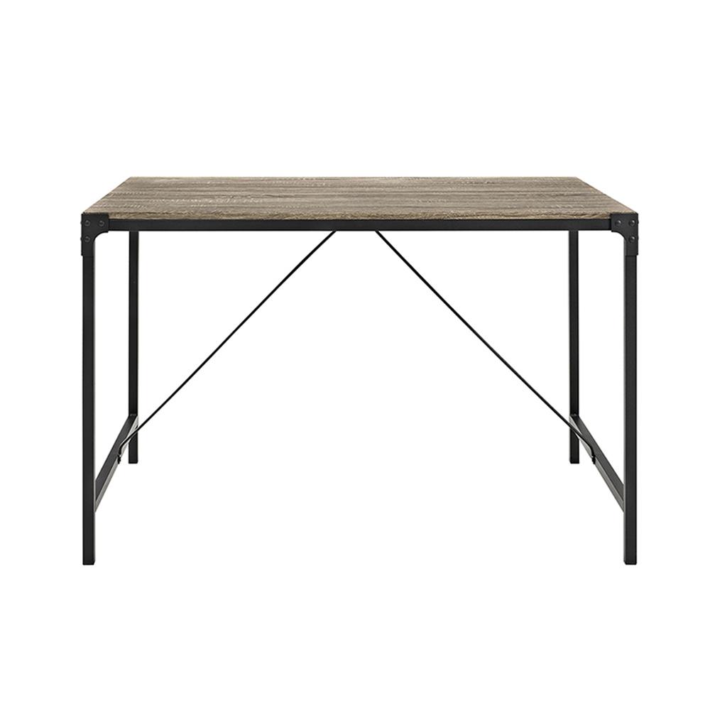 48" Angle Iron Wood Dining Table, Driftwood. Picture 1