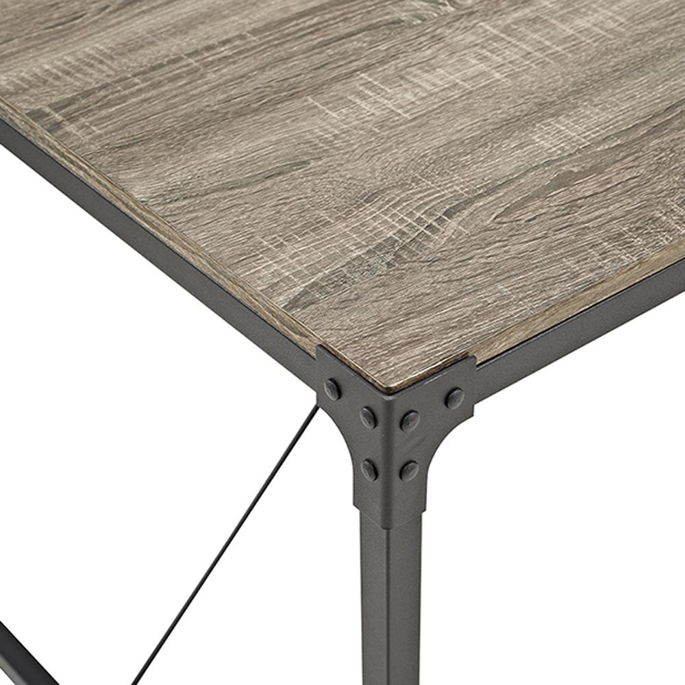 48" Angle Iron Wood Dining Table, Driftwood. Picture 3