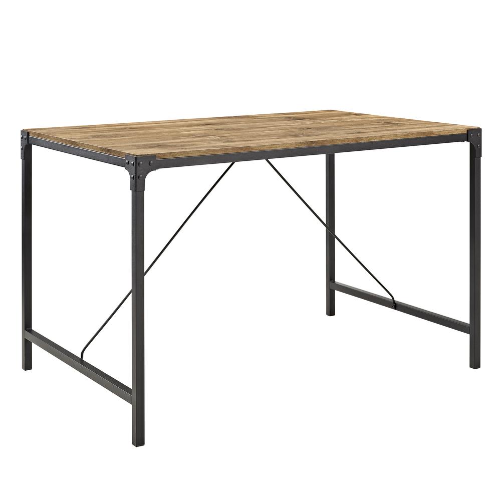 48" Angle Iron Wood Dining Table, Barnwood. Picture 1