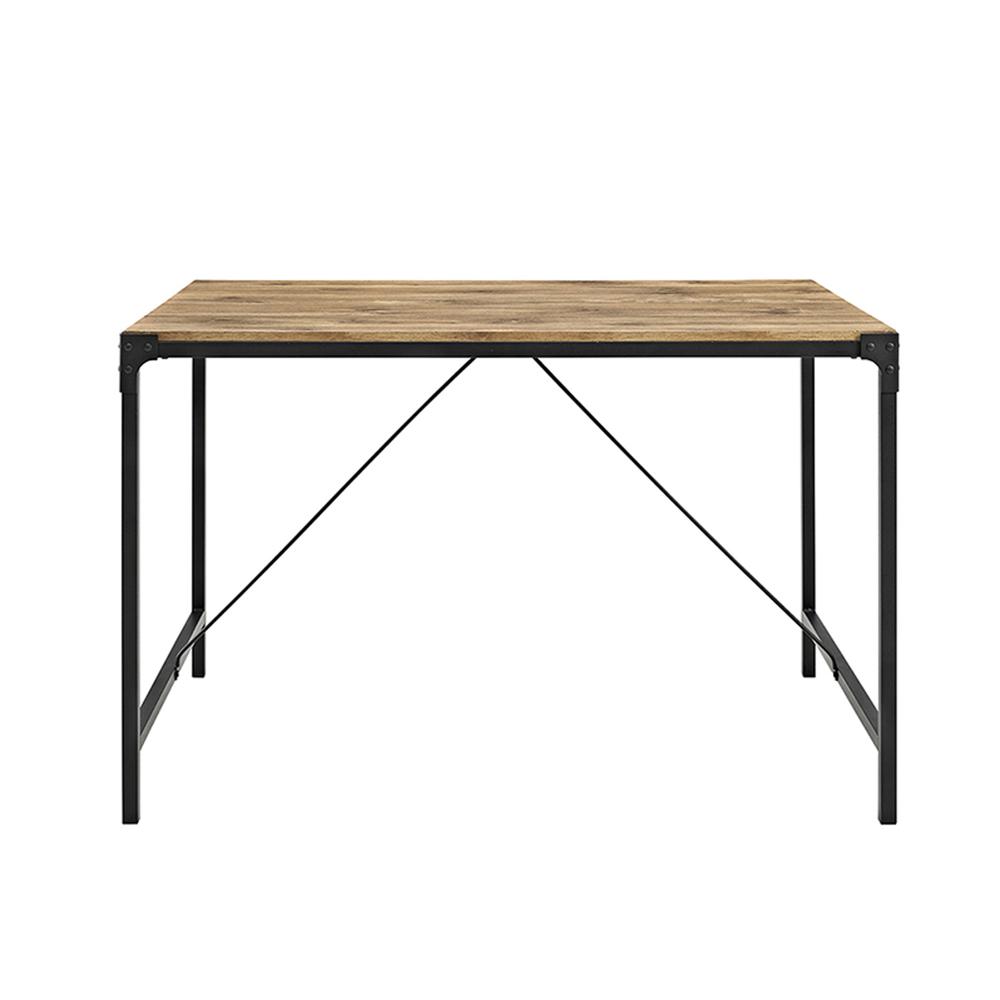48" Angle Iron Wood Dining Table, Barnwood. Picture 2