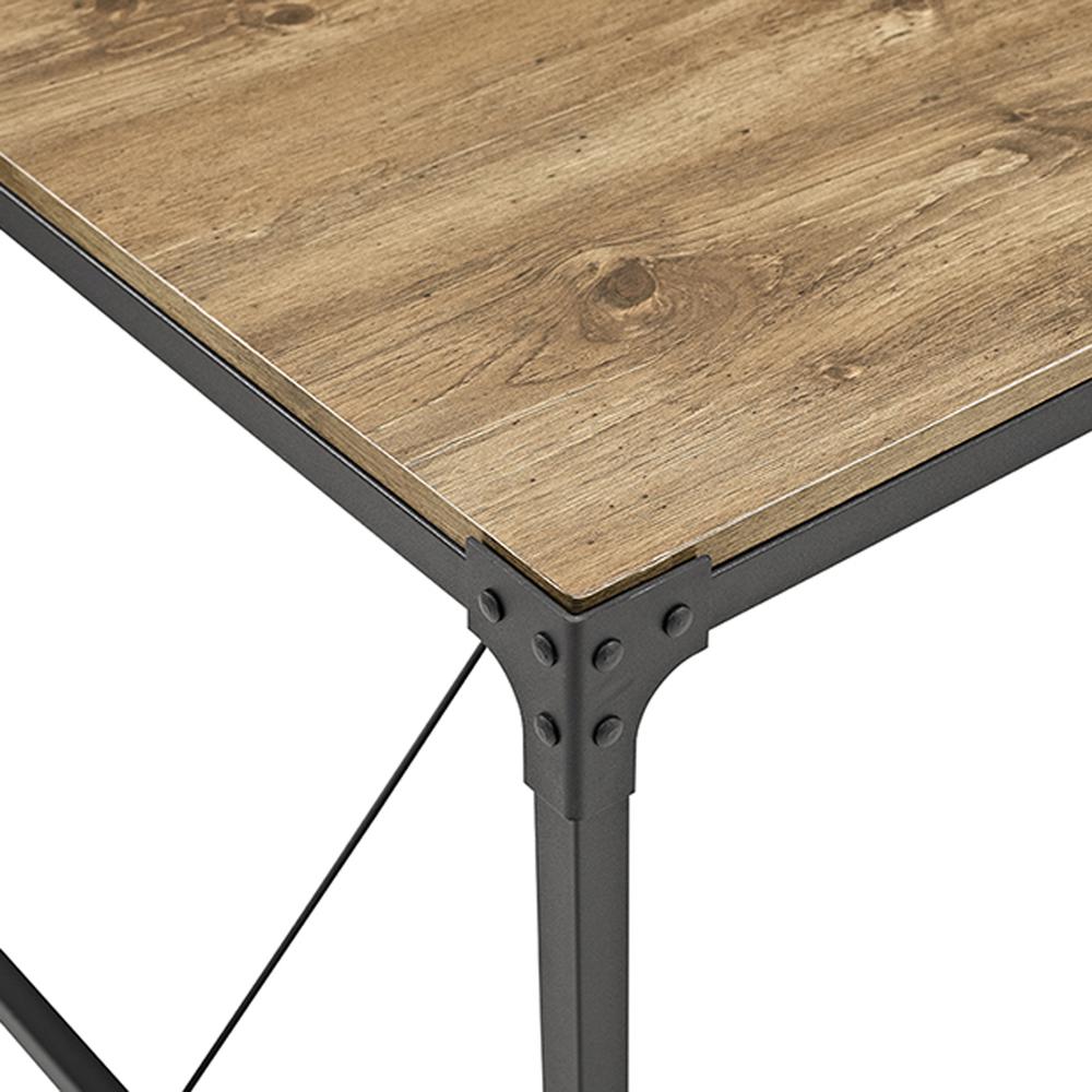 48" Angle Iron Wood Dining Table, Barnwood. Picture 4