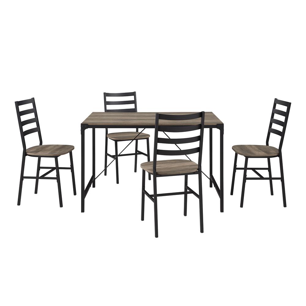 5-Piece Industrial Angle Iron Dining Set - Grey Wash. Picture 3