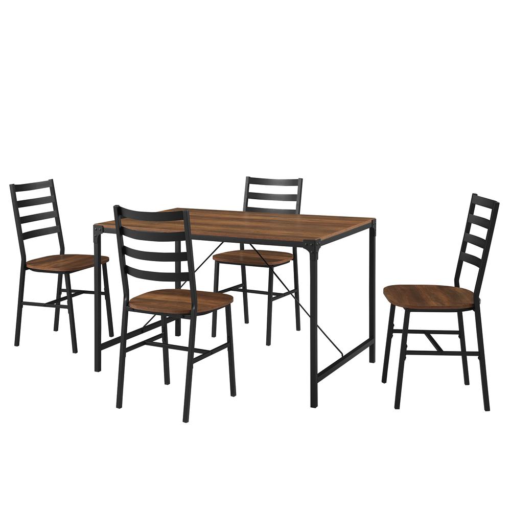 5-Piece Industrial Angle Iron Dining Set - Reclaimed Barnwood. Picture 2