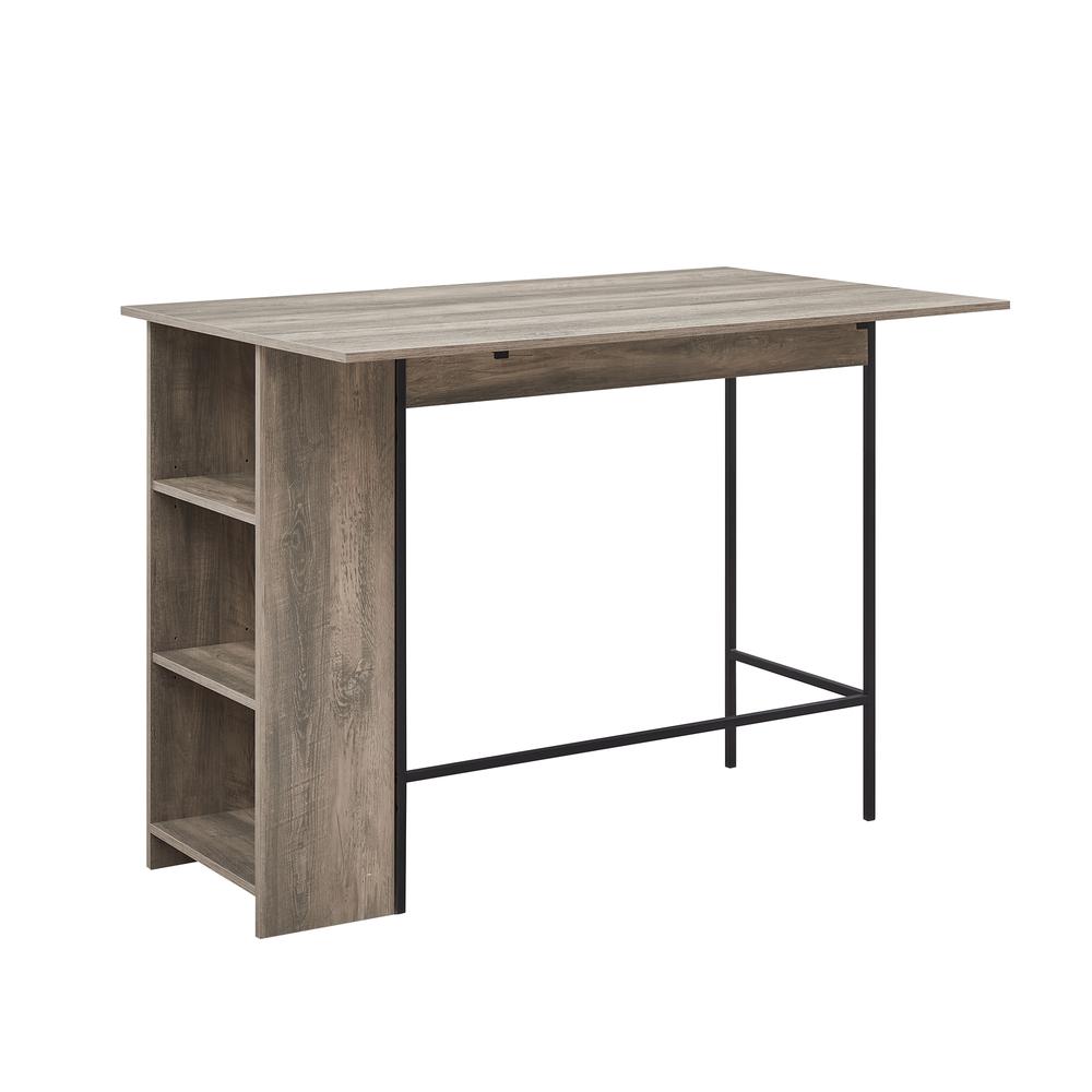 48" Counter Height Drop Leaf Table with Storage - Grey Wash. The main picture.