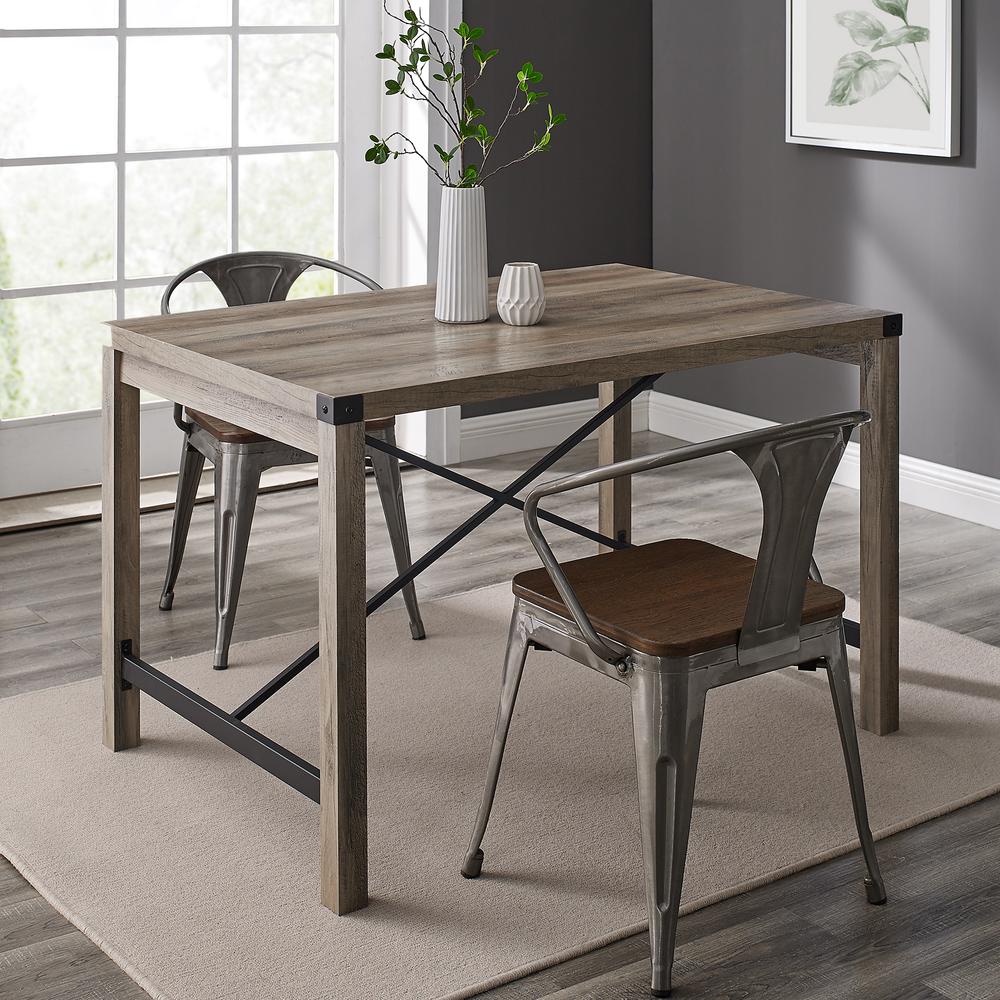 48" Metal X Dining Table - Grey Wash. Picture 2