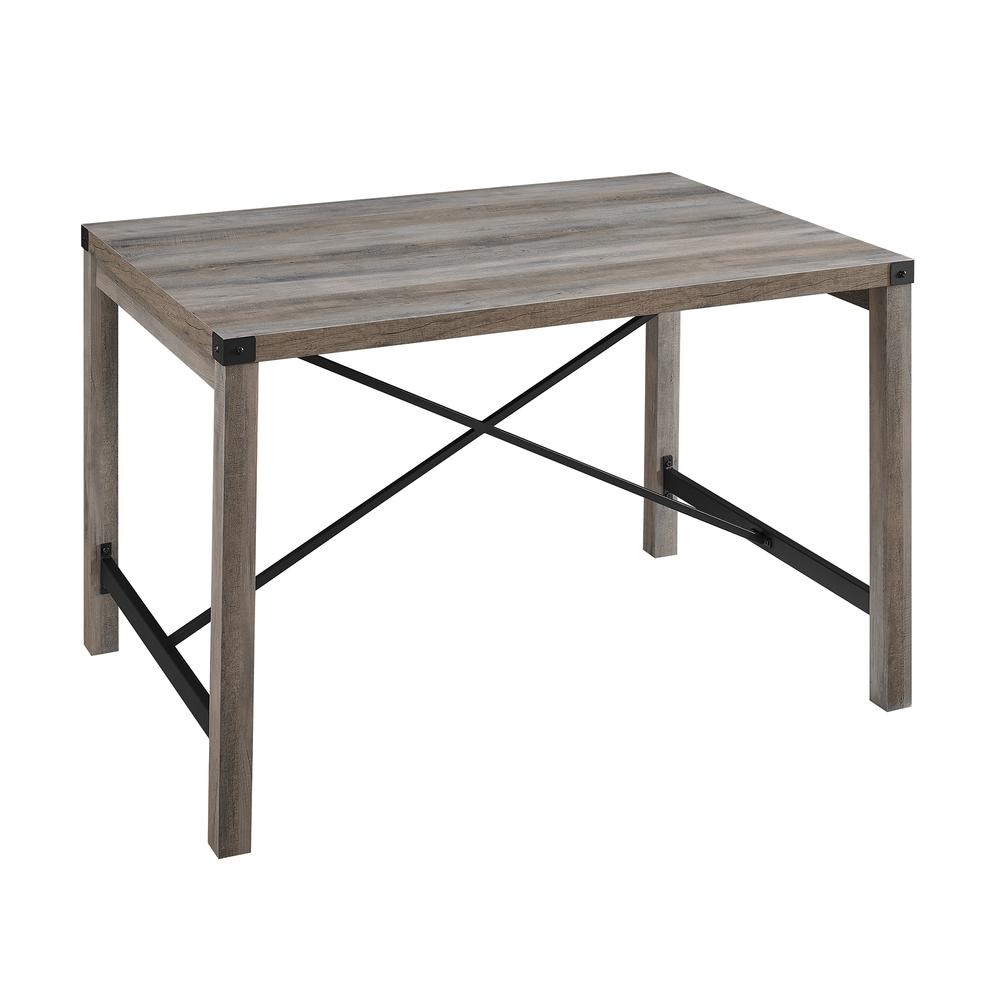 48" Metal X Dining Table - Grey Wash. Picture 4
