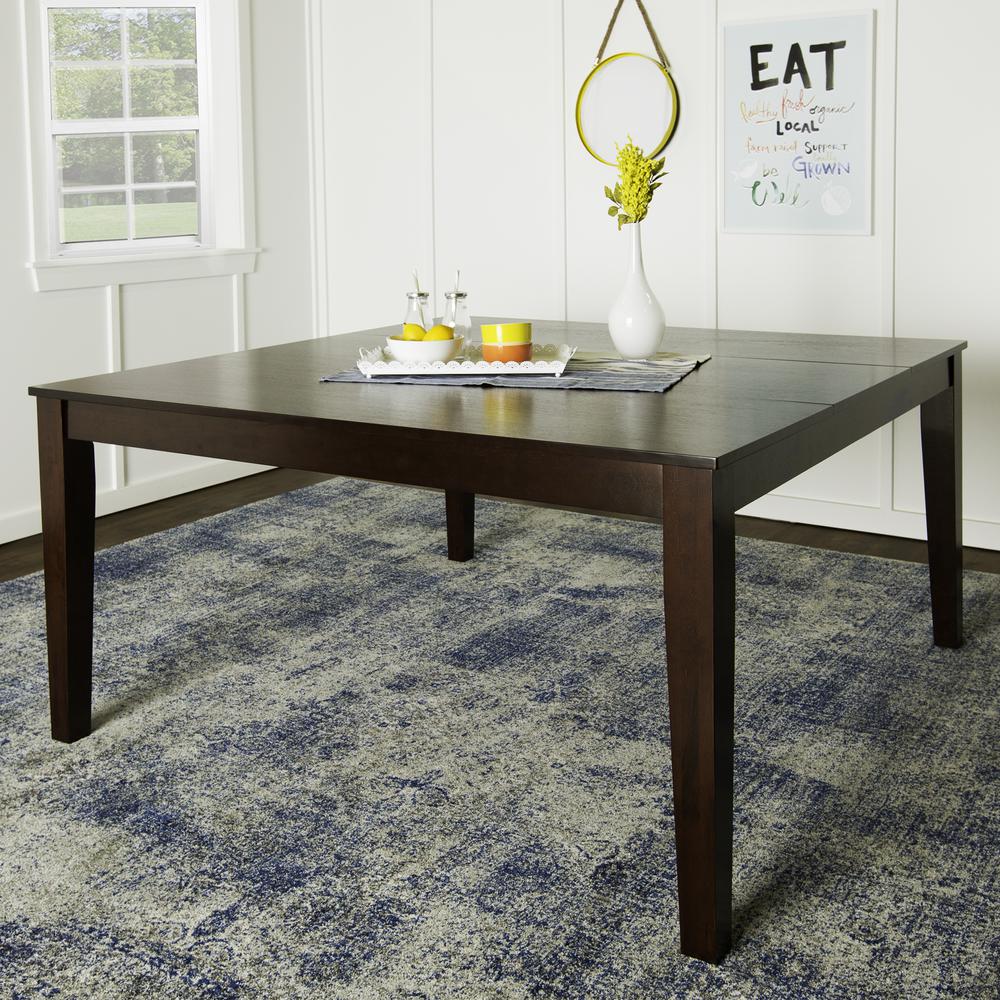 60" Cappuccino Wood Square Dining Table. Picture 2
