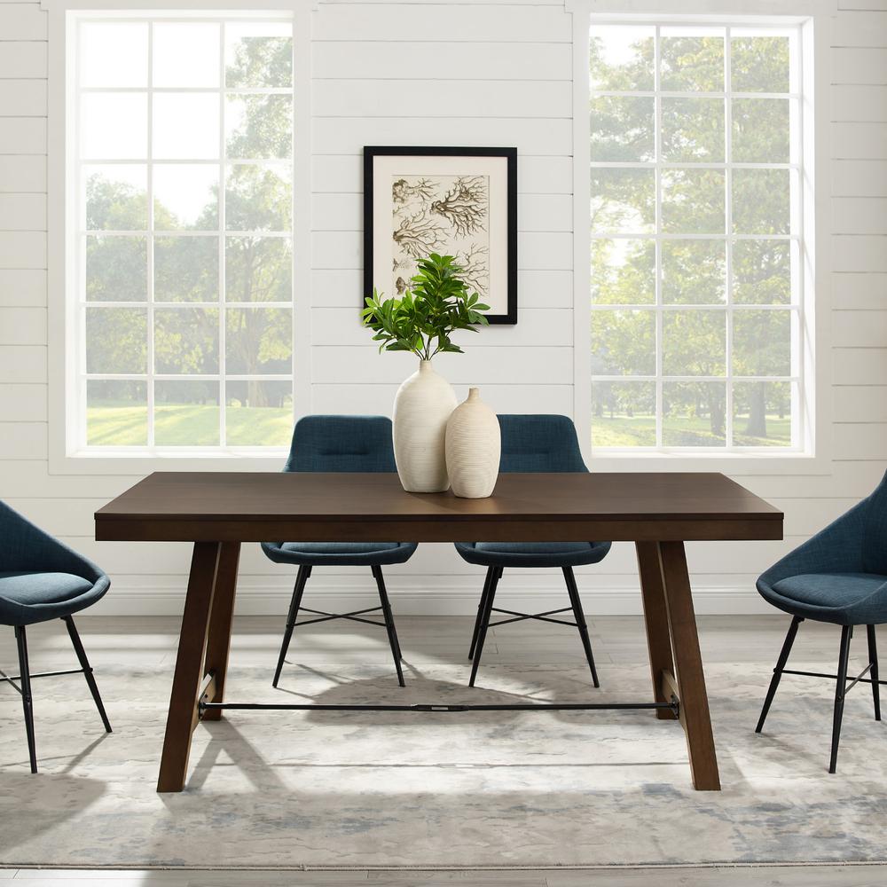 70" Trestle Dining Table - Dark Brown Oak. Picture 2